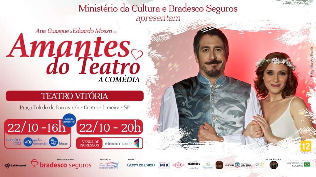 Espetáculo “Amantes do Teatro” chega a Limeira com humor e clássicos da dramaturgia